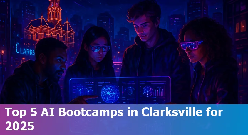 Students learning artificial intelligence online in Clarksville, Tennessee, collaborating on projects in a virtual AI bootcamp.
