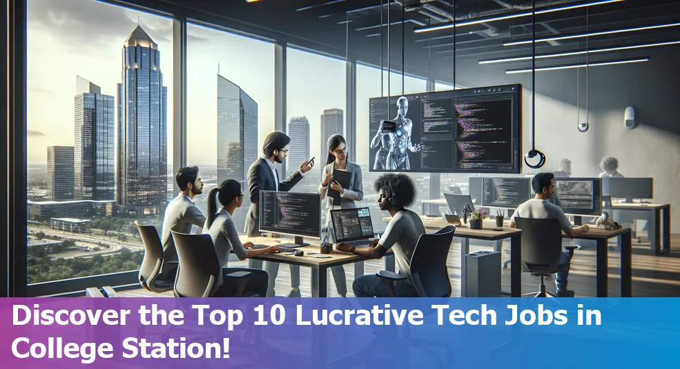 A collage of high-paying tech jobs in College Station, Texas, featuring tech professionals working in various roles.