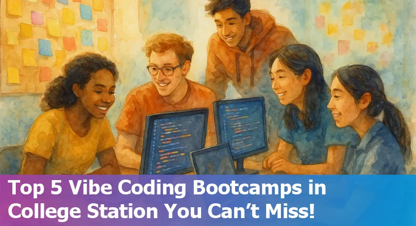 Students learning to code together at a modern bootcamp in College Station, Texas, in 2025.