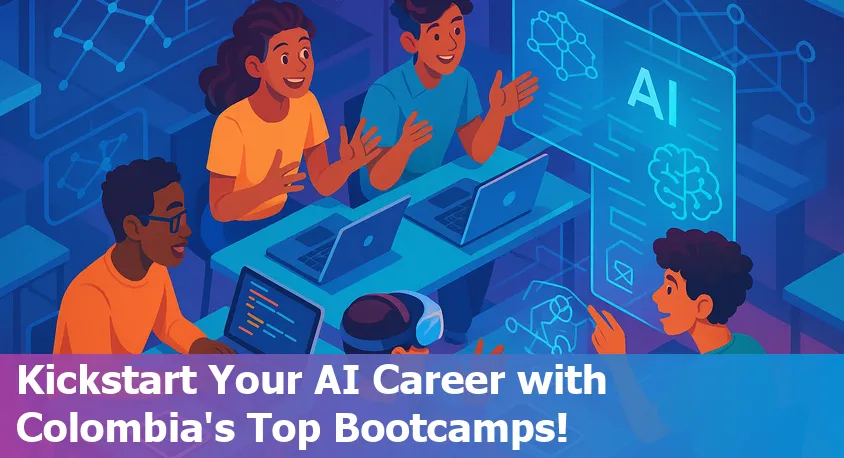 Students joining an AI bootcamp in Colombia, working together on laptops in a modern classroom.