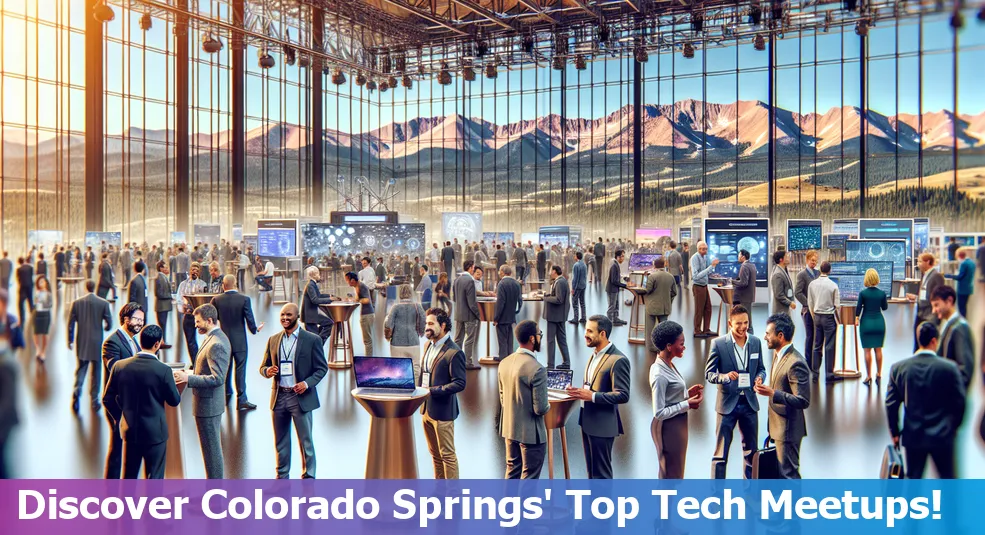 Tech meetups and conferences in Colorado Springs with people networking and sharing ideas.