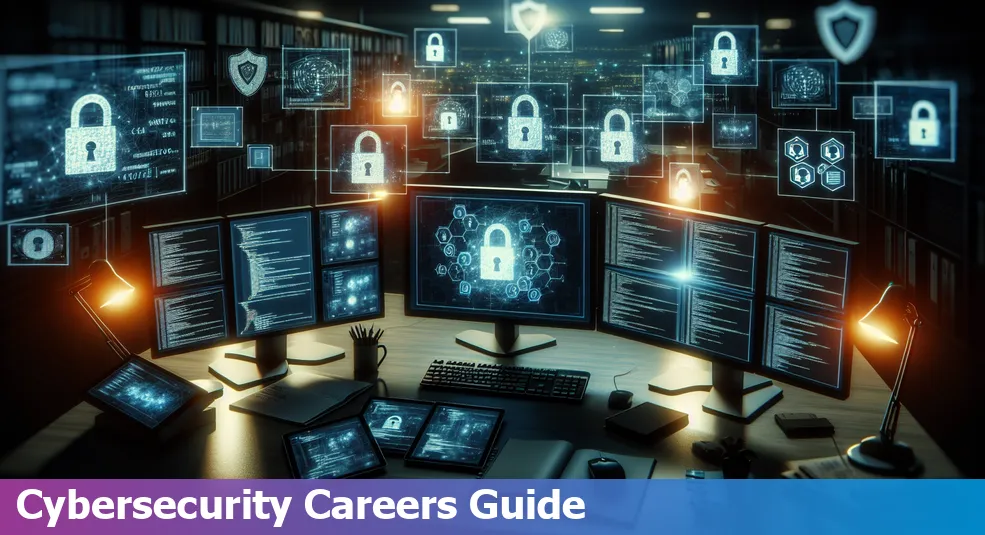 Digital illustration representing a career in cybersecurity