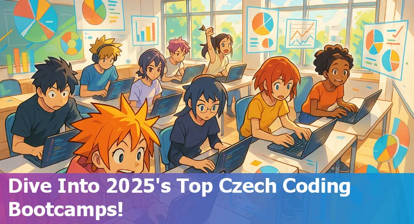 Students coding together in a vibrant Prague tech classroom in 2025.