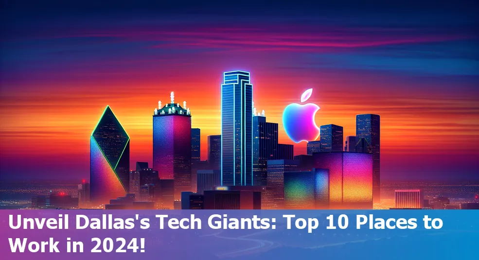 Skyline of Dallas city with various tech company logos superimposed