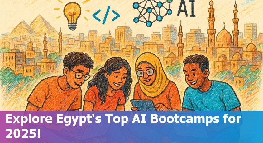 Students collaborating in an AI bootcamp classroom in Egypt, 2025