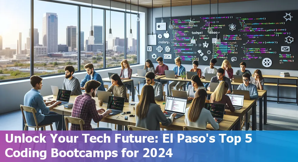 An image showing coding bootcamp students in a classroom in El Paso, Texas.