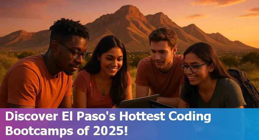 Students collaborating and coding together at a tech bootcamp in El Paso, Texas in 2025.