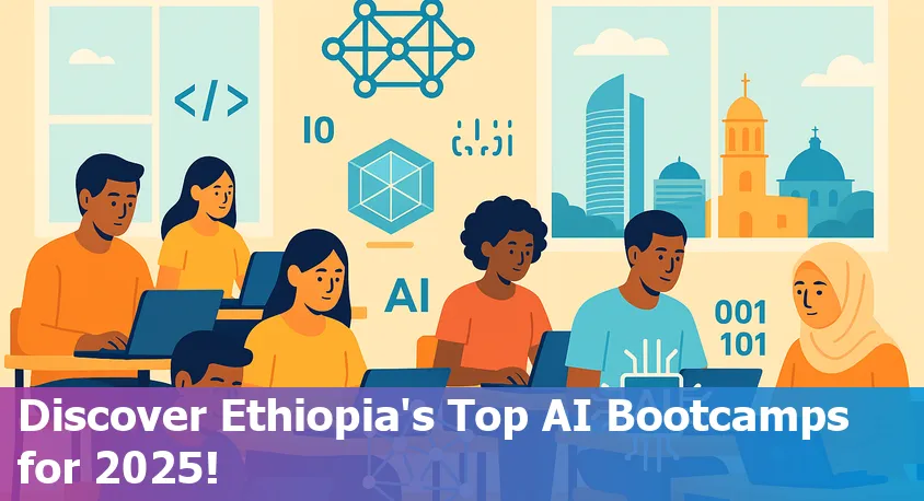 Young Ethiopian students collaborating on a laptop during an AI bootcamp in Addis Ababa, 2025.