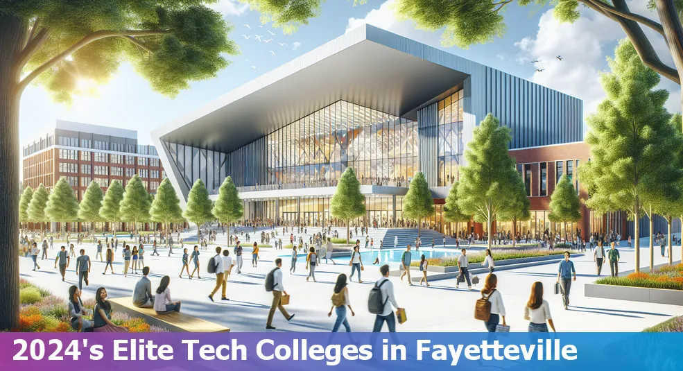 Skyline of Fayetteville, Arkansas, highlighting the top colleges for tech enthusiasts in 2024.