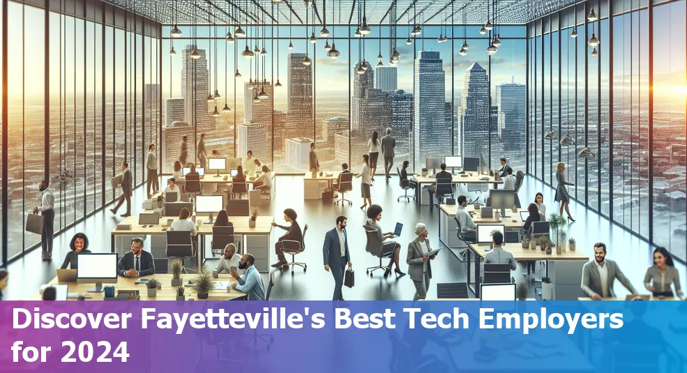 Fayetteville tech companies, best places to work in 2024, Arkansas skyline, tech industry.