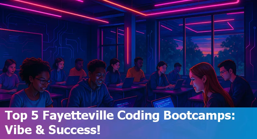 Students coding together at a lively North Carolina bootcamp in Fayetteville.
