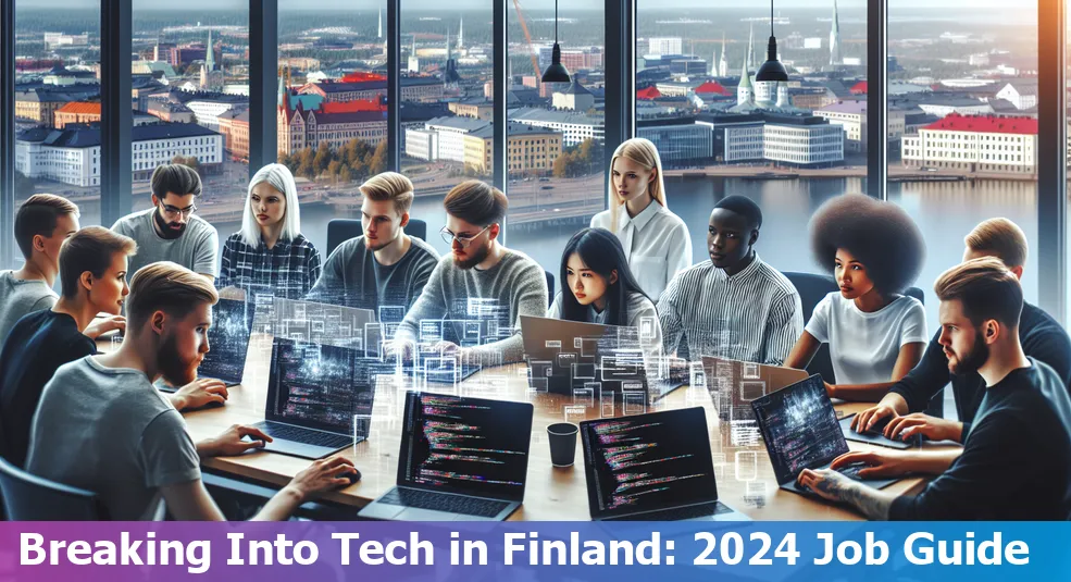 Job seekers in Finland's tech industry researching job opportunities in 2024