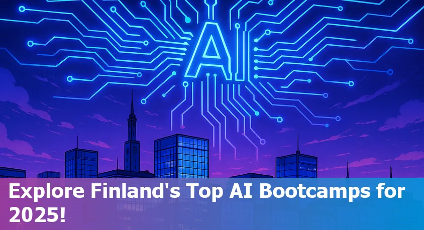 Group of diverse students in Finland collaborating on AI bootcamp projects in a modern classroom.