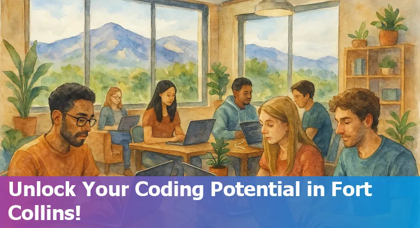 Fort Collins' vibrant tech students collaborating at local coding bootcamp in 2025.