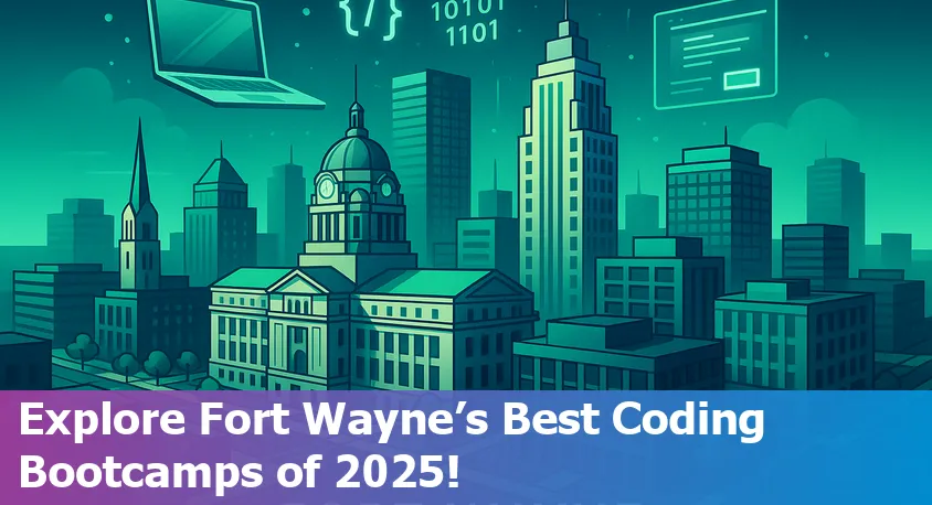 A diverse group of beginners learning to code together at a bootcamp, representing Fort Wayne in 2025.