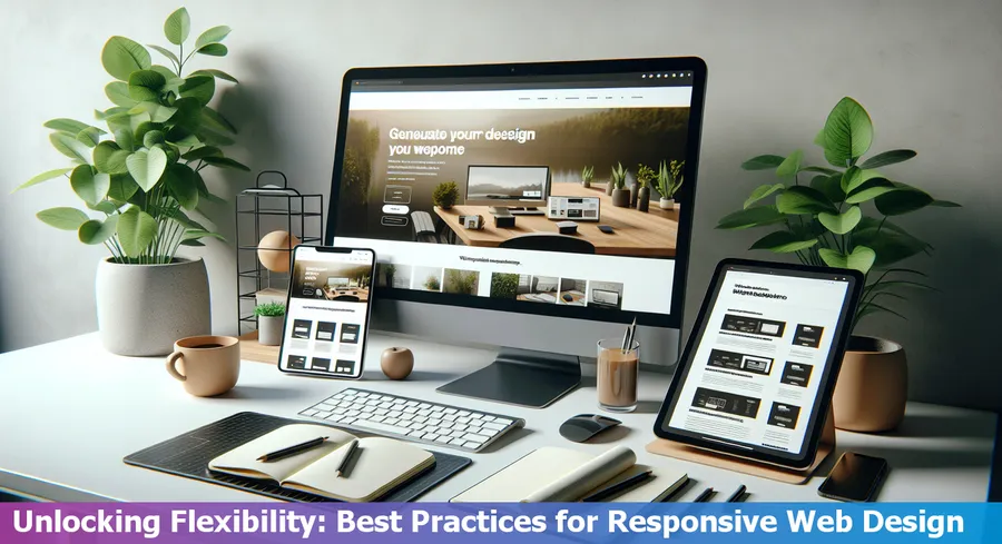 Essentials of responsive web design displayed on various devices