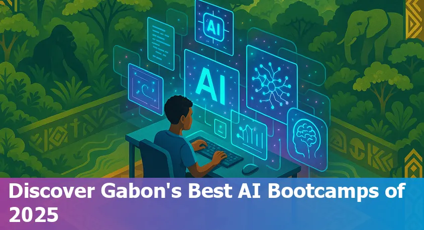 Gabon student studying AI with online bootcamp resources on a laptop in 2025