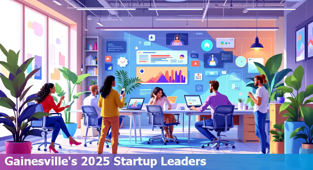 Gainesville city skyline with a dynamic startup ecosystem atmosphere.