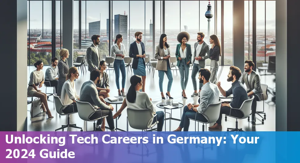 Getting a Job in Tech in Germany in 2024 guide image showing tech professionals in Germany, DE.