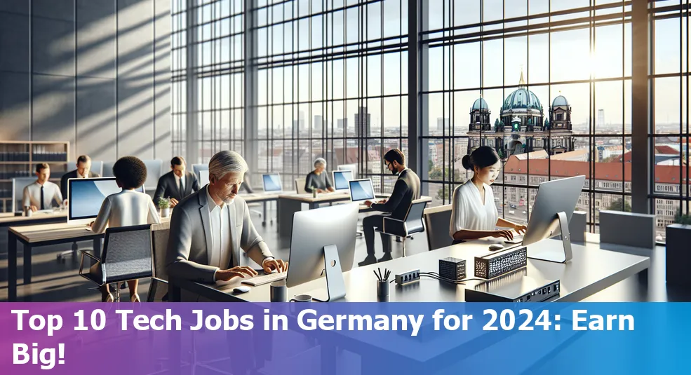 A collage of various high-paying tech jobs in Germany for 2024.