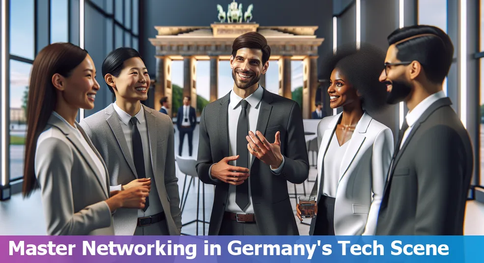 Networking event in Germany's tech industry with professionals connecting and sharing ideas.