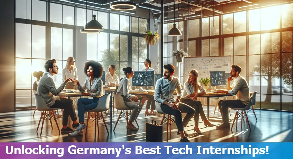 A map of Germany with tech company logos indicating internship locations.