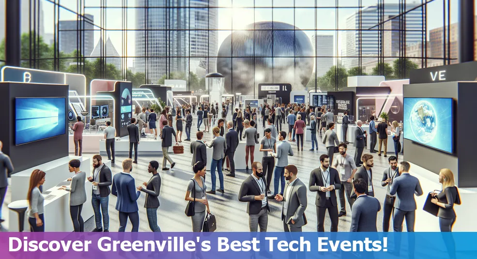 Collage of tech meetups and conferences in Greenville, NC, showcasing networking, speakers, and activities.