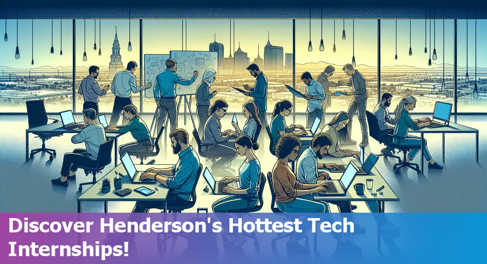 A group of interns collaborating on a tech project in Henderson, Nevada.