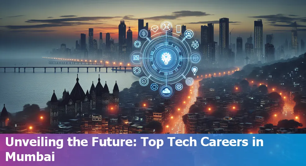 A bustling tech scene in Mumbai with highlighted top 10 career opportunities