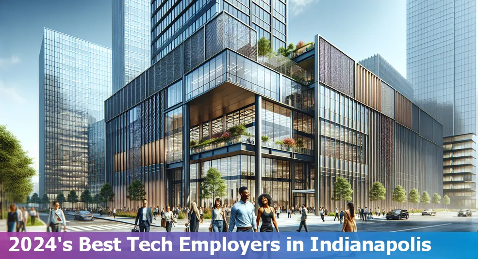 Top 10 tech companies to work for in Indianapolis in 2024 featuring logos of Salesforce, Infosys, Genesys among others.