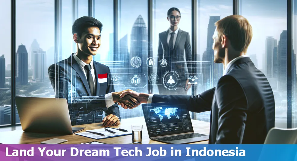 Tech professionals in Indonesia using job hunting strategies on their laptops.