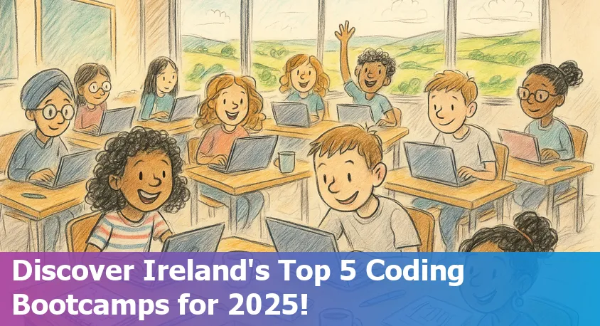 Students learning code in a bright, collaborative classroom in Ireland, highlighting vibrant bootcamp communities.