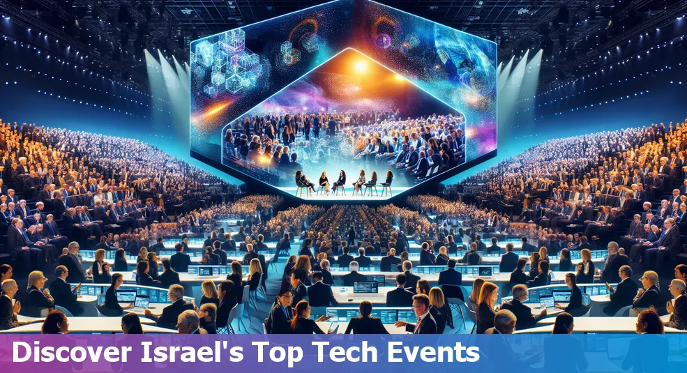 A vibrant tech conference in Israel with engaged attendees and expert speakers.