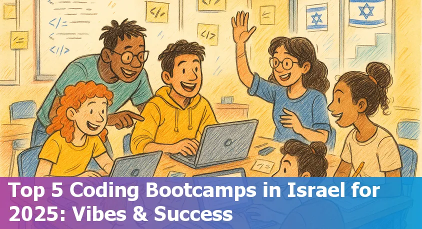 Group of diverse students coding together in a modern Tel Aviv classroom, representing top Israeli bootcamps in 2025.
