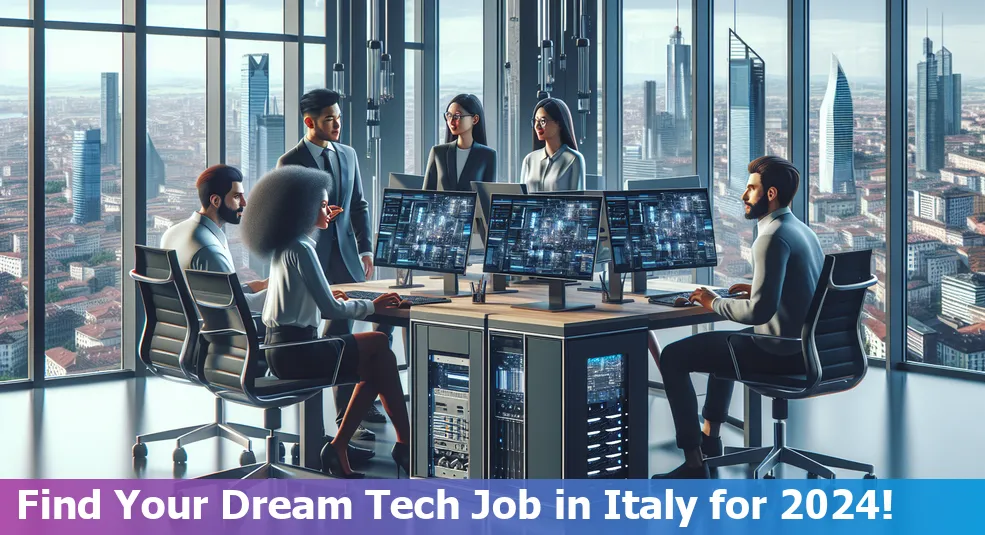 Top 10 Best Paid Tech Jobs in Italy 2024 with various tech icons.