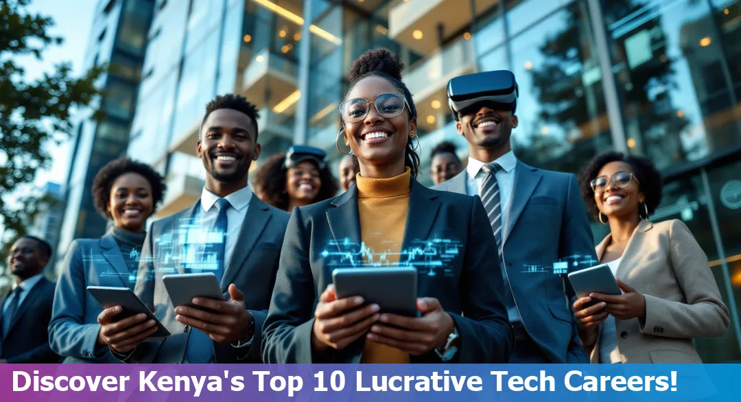 Kenyan tech professionals collaborating in a modern office environment.