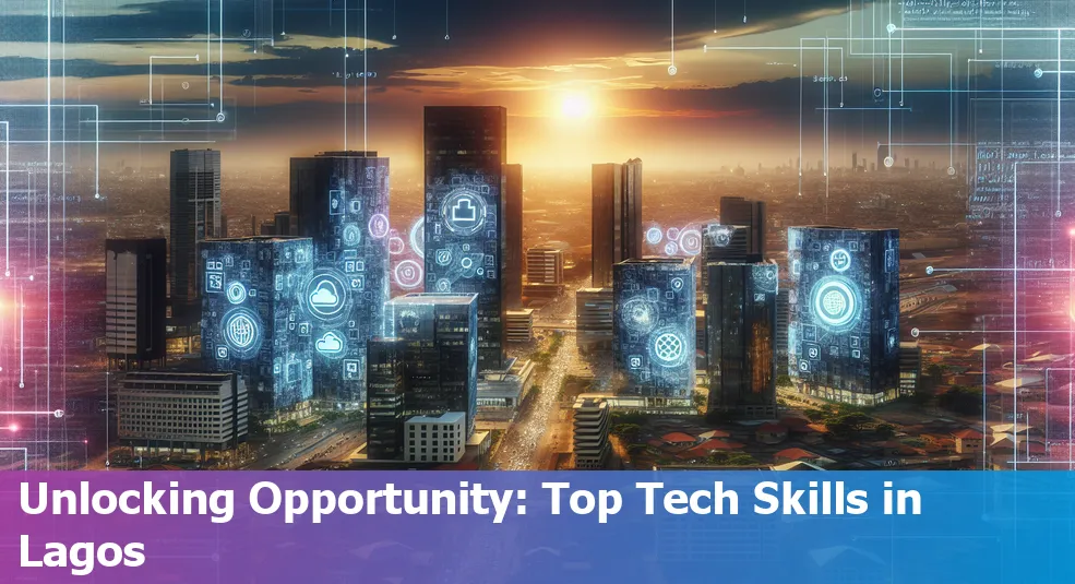 A tech industry map pinpointing Lagos, Nigeria, highlighting the top tech skills in demand.