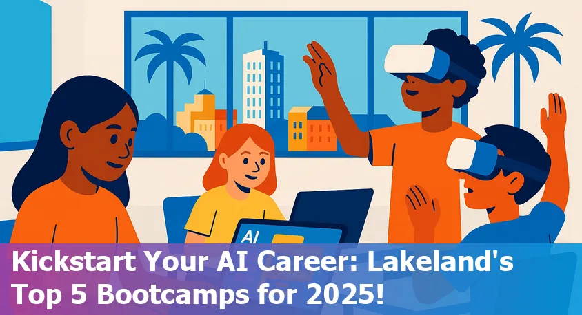 A group of diverse students collaborating on an AI project in a modern classroom setting in Florida.