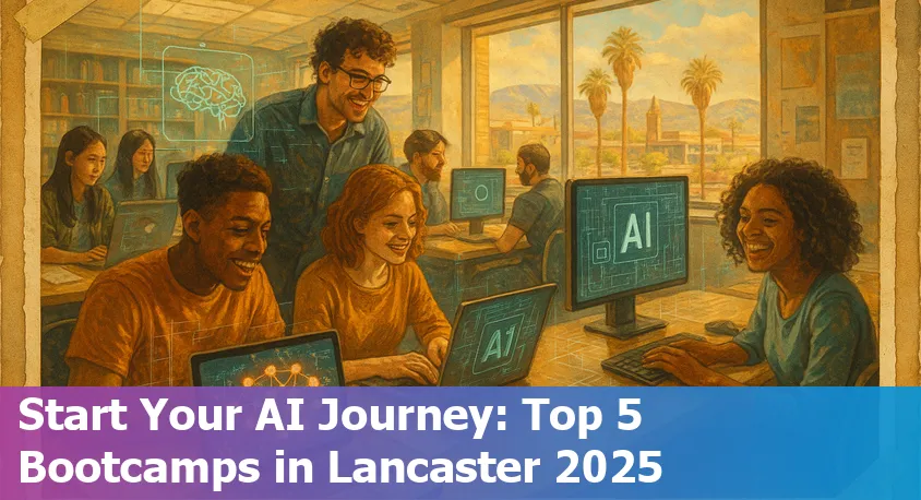 Laptop displaying AI code at a desk in Lancaster, California classroom with students learning together.