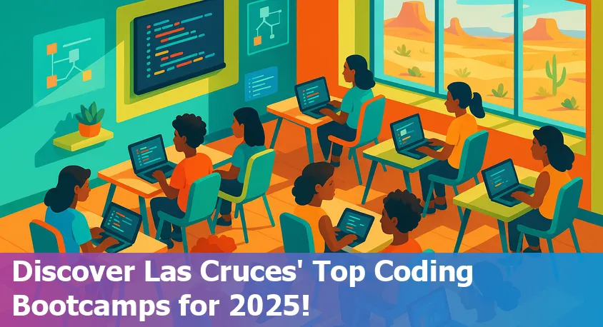 Group of diverse coding students collaborating at a bootcamp in Las Cruces, New Mexico