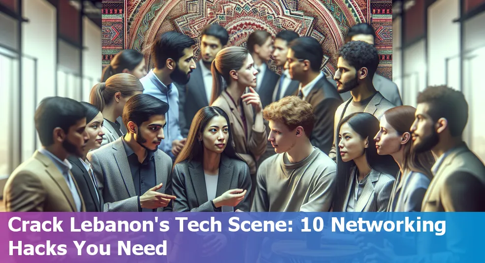 A diverse group of tech professionals engaging in a networking event in Lebanon.