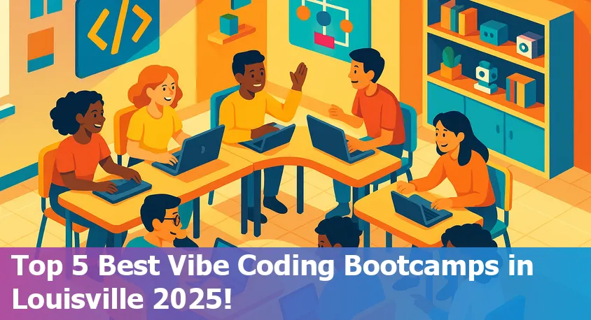 Diverse beginners coding together at a Louisville bootcamp, collaborating in a friendly and modern workspace.