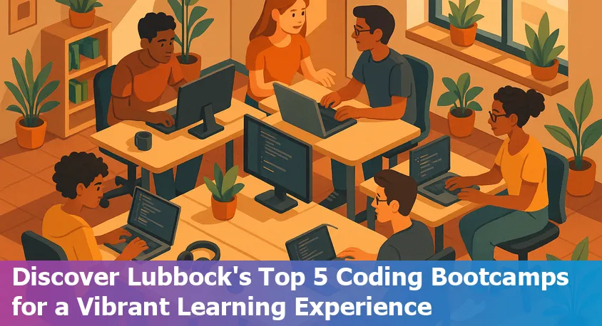 Lubbock coding bootcamp students collaborating in a modern classroom in Texas, 2025