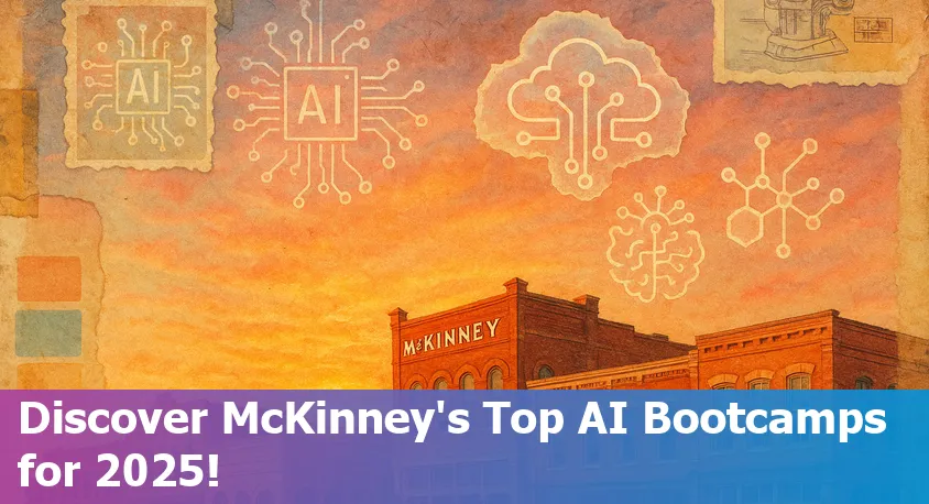 View of McKinney, Texas downtown with digital overlays representing artificial intelligence and coding education.