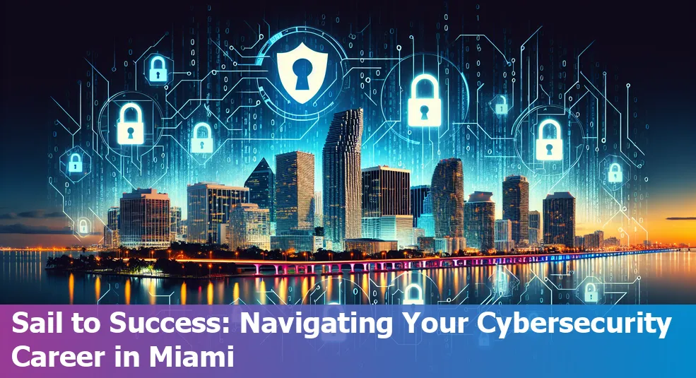 An image showing a view of Miami with digital locks, illustrating the city's cybersecurity sector