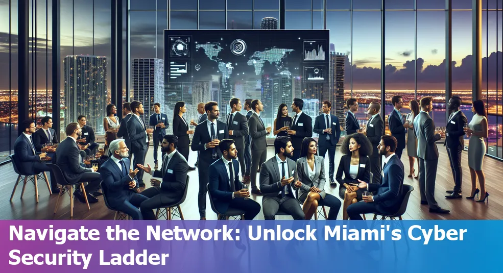 Cybersecurity professionals networking in a Miami event