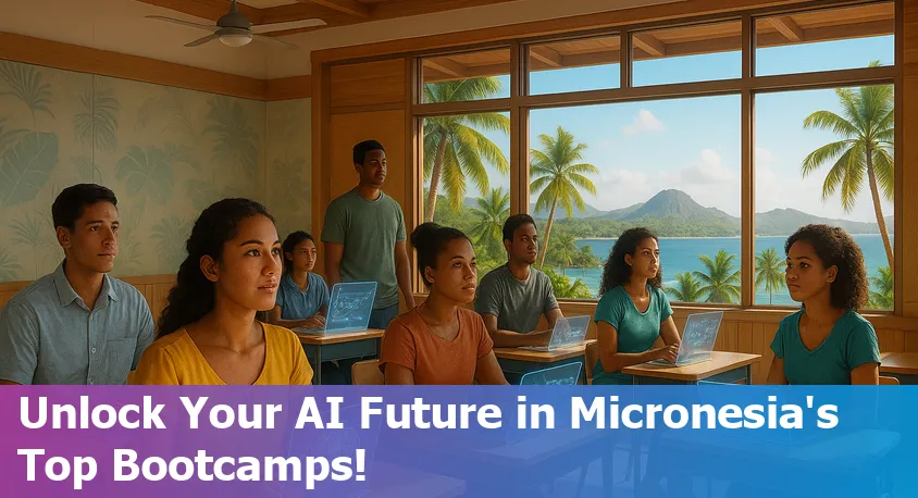 AI bootcamp students learning together with laptops in Micronesia, 2025