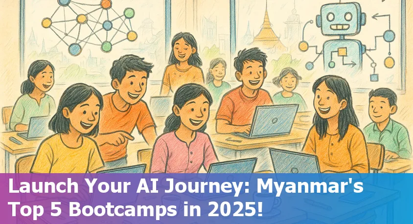 Students in Myanmar studying AI and data science online with laptops