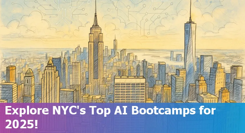 Students collaborating on laptops in a New York City AI bootcamp classroom, 2025.