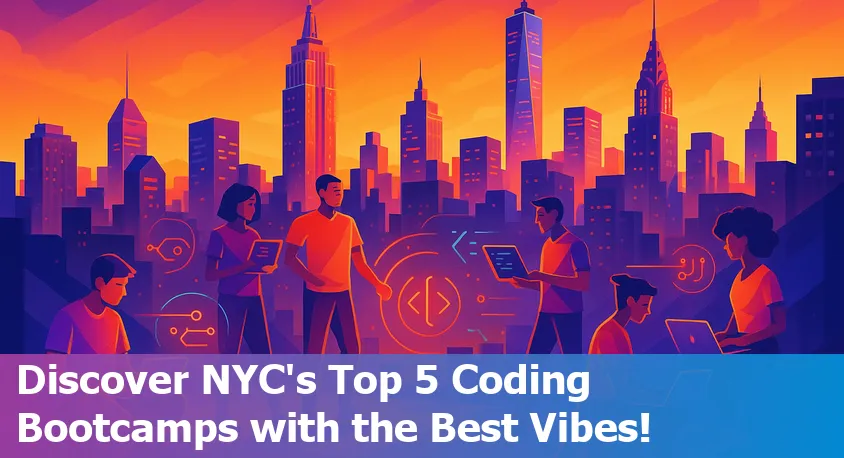 Diverse group of students coding together at a trendy New York City tech bootcamp in 2025